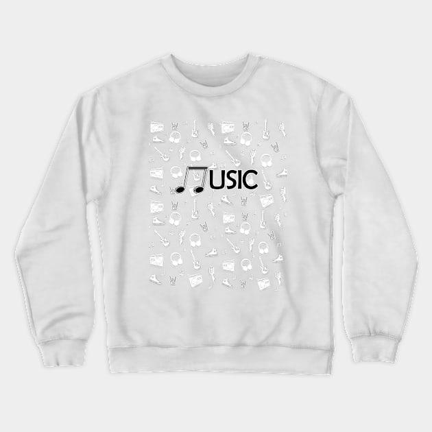 Music Sound Stuff Black Crewneck Sweatshirt by Adson Music Store